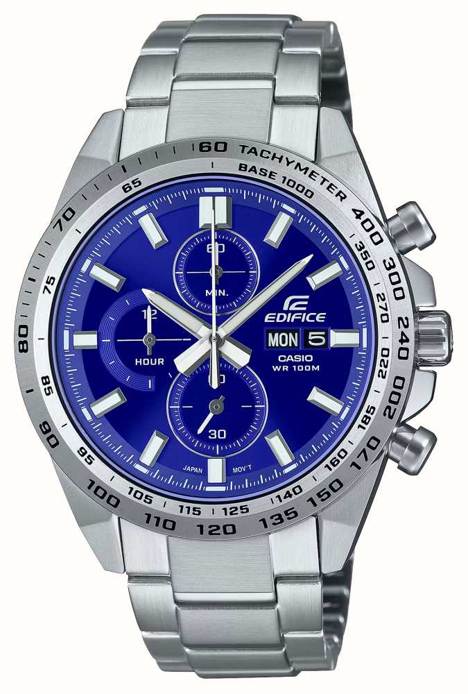 Casio Edifice Chronograph (42.3mm) Blue Dial / Stainless Steel EFR-574D- 2AVUEF - First Class Watches™ USA