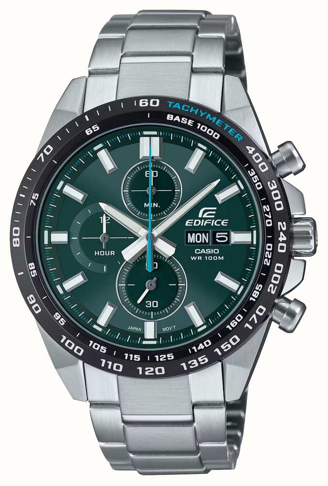 Casio Edifice Stainless First Green Watches™ Chronograph (42.3mm) Dial - EFR-574DB-3AVUEF Steel USA Class 