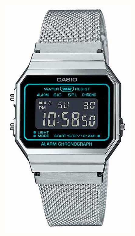 Casio Vintage Retro Alarm Chronograph / Stainless Steel Bracelet  A700WEMS-1BEF - First Class Watches™ USA | Quarzuhren