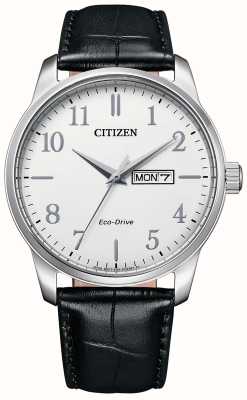Citizen Men's | Eco-Drive | White Dial | Black Leather Strap BM8550-14A
