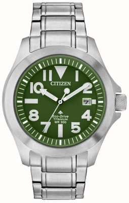 Citizen Men's Super Tough | Eco-Drive | Green Dial | Super Titanium Bracelet BN0116-51X