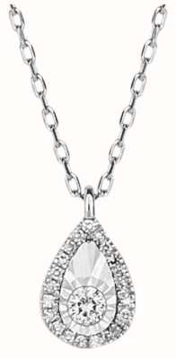 Elements Gold 9ct White Gold Diamond Illusion Set Pear Necklace GN372