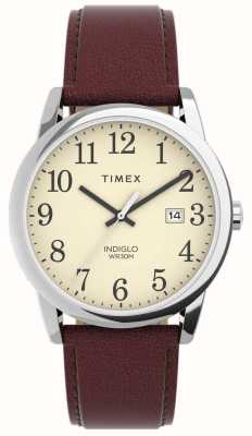 Timex Men's Easy Reader Cream Dial / Brown Leather Strap TW2V68700