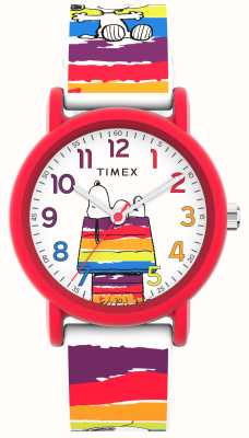 Timex Peanuts X Color Rush Snoopy Rainbow Dog House Rainbow Silicone Strap TW2V77700