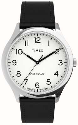Timex Men's Easy Reader (40mm) White Dial / Black Leather Strap TW2U22100