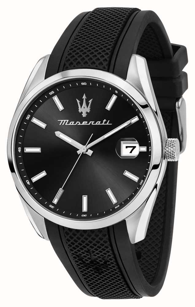 Maserati Men\'s Attrazione (43mm) Class / Black USA - R8851151004 Black First Strap Watches™ Dial Silicone