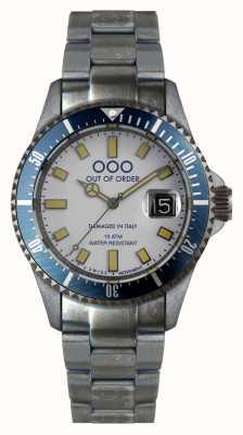 Out Of Order Casanova Capitano (44mm) White Dial / Aged Stainless Steel OOO.001-18.BI.BL