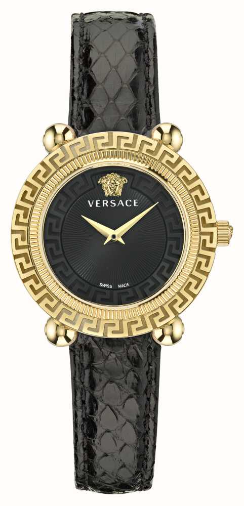 Versace GRECA TWIST (35mm) Black Dial / Black Leather VE6I00323 - First  Class Watches™ USA