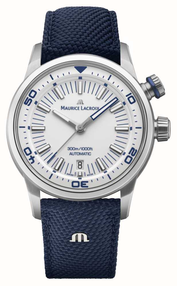 First S PT6248-SS00L-130-4 - White Diver Lacroix Pontos Class (42mm) Blue Maurice USA Watches™ / Rubber Dial
