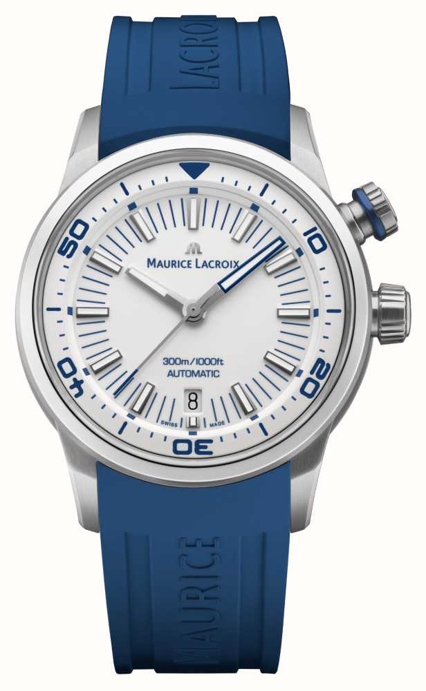 Lacroix Pontos Dial Watches™ (42mm) Maurice 130-4 White USA Class - Blue First PT6248-SS00L- Diver S / Rubber