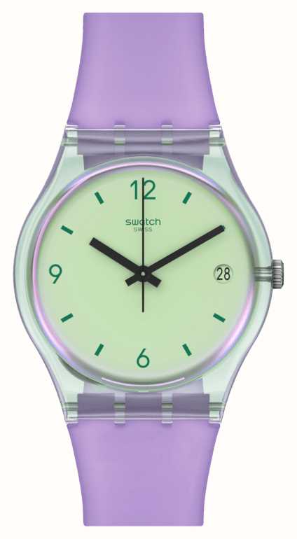 Swatch Mystic Sunrise Green Dial / Purple BioSourced Material