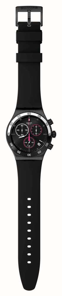 Swatch Magenta At Night Black Chronograph Dial / Black Rubber