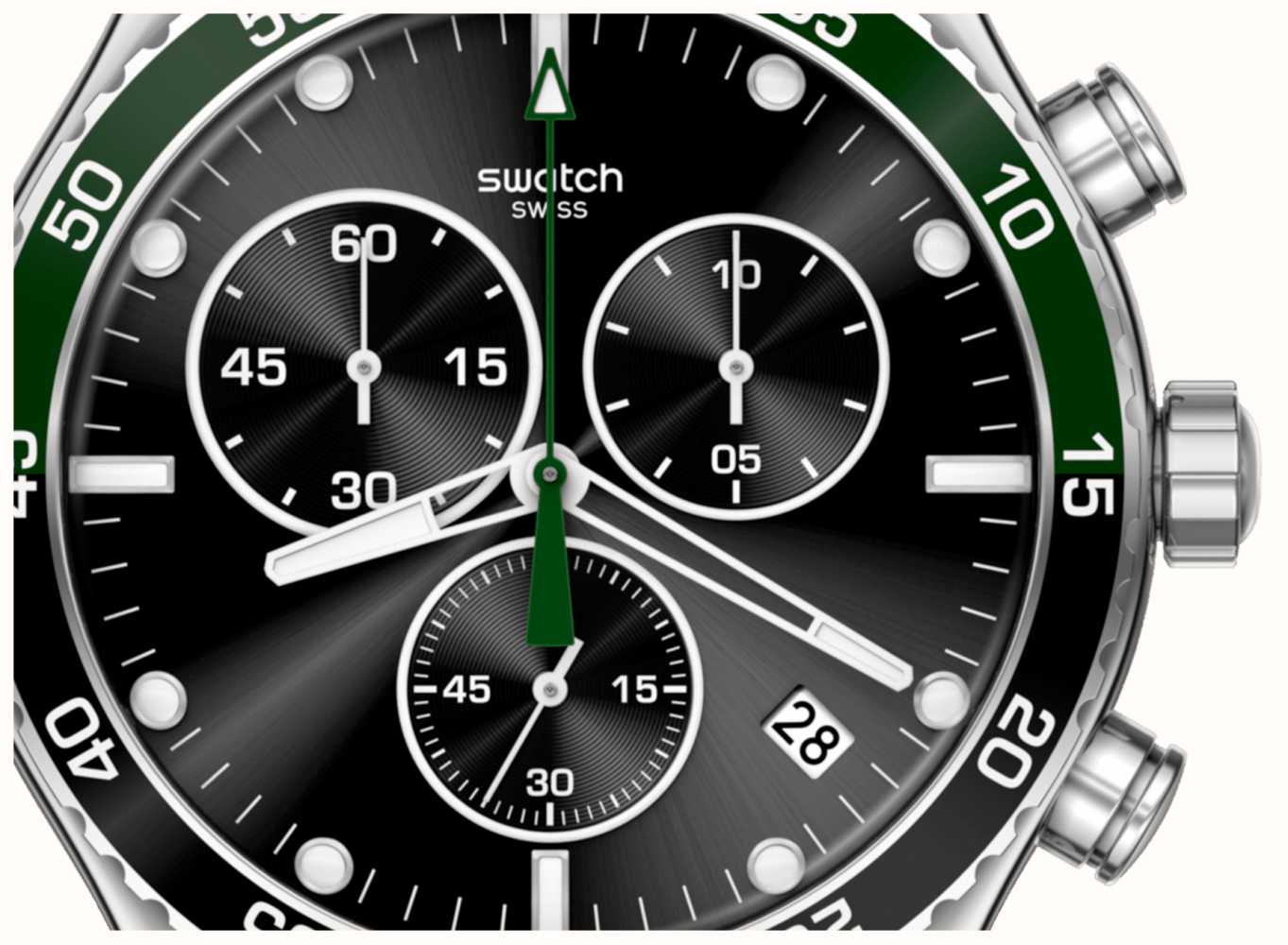 Swatch Dark Green Irony Black Dial / Stainless Steel Bracelet
