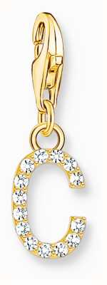 Thomas Sabo Charm Pendant Letter C With White Stones Gold Plated 1966-414-14