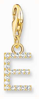 Thomas Sabo Charm Pendant Letter E With White Stones Gold Plated 1968-414-14