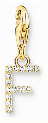 Thomas Sabo Charm Pendant Letter F With White Stones Gold Plated 1969-414-14