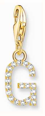 Thomas Sabo Charm Pendant Letter G With White Stones Gold Plated 1970-414-14