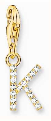 Thomas Sabo Charm Pendant Letter K With White Stones Gold Plated 1974-414-14