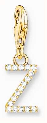 Thomas Sabo Charm Pendant Letter Z With White Stones Gold Plated 1989-414-14