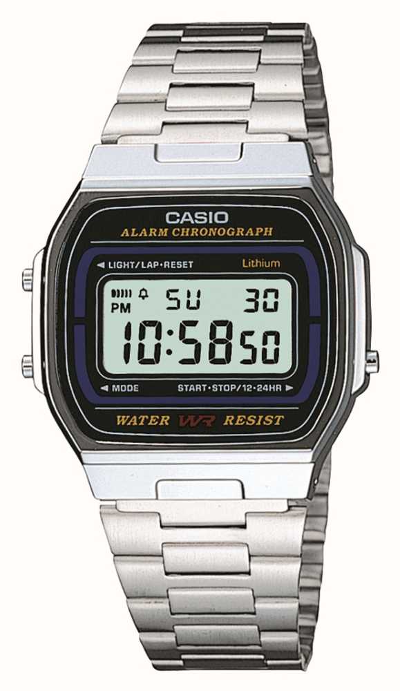 Casio Alarm Dial Class Chronograph First - Steel Watches™ (35mm) Stainless A164WA-1VES USA / Digital