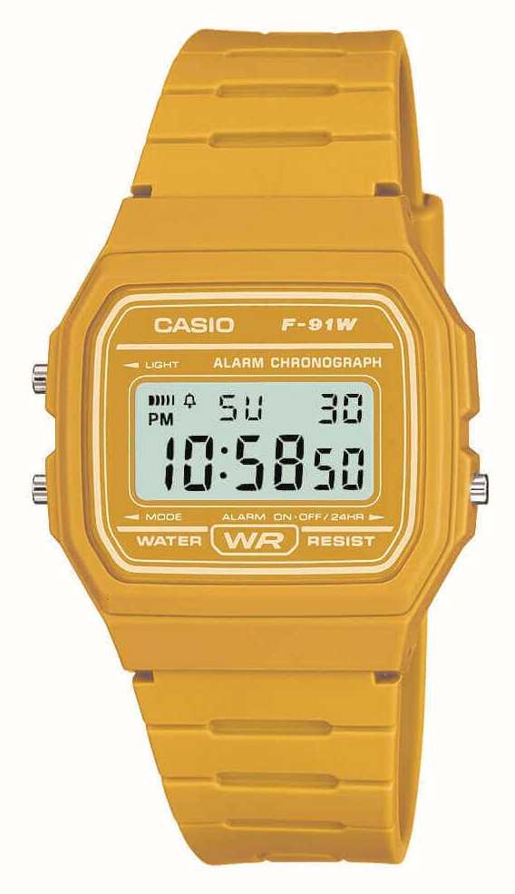Casio Vintage F-91W Watches™ F-91WC-9AEF / Mustard First (35.2mm) USA Class Digital Yellow Resin - Dial