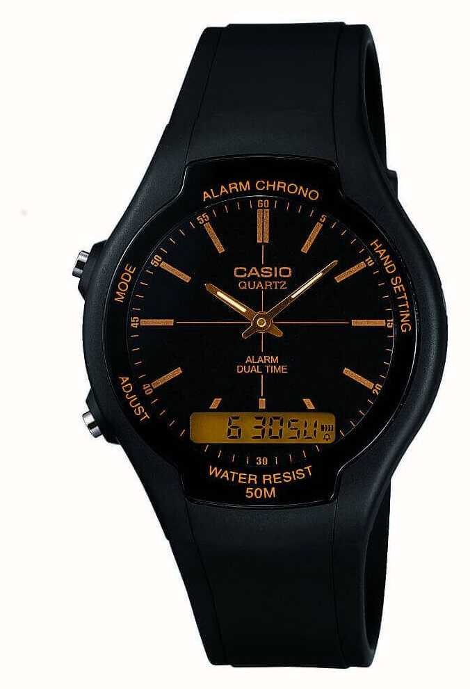 Casio Hybrid Display Black Dial / Black Resin Strap AW-90H-9EVEF