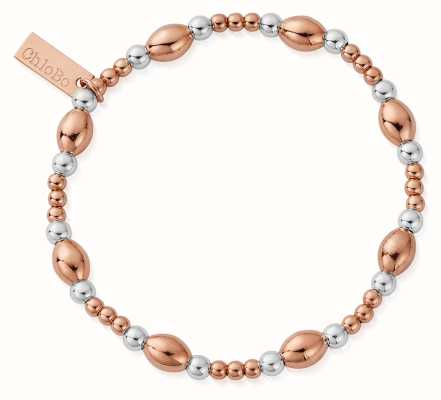 ChloBo Mixed Metal Cute Oval Bracelet Rose Gold Plated Sterling Silver MBCOR