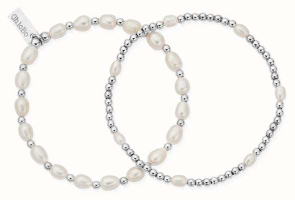 ChloBo Pearl Set Of 2 Layering Bracelets - 925 Sterling Silver SBSETP