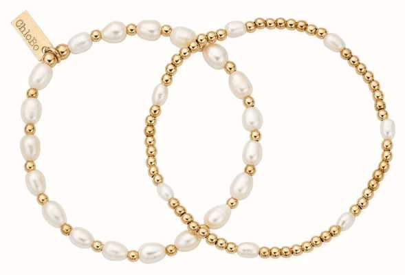 ChloBo Set of 2 Pearl Layering Bracelets - Gold Plated GBSETP