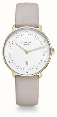 STERNGLAS Naos XS (33mm) White Dial / Grey Leather Strap S01-ND02-KL06