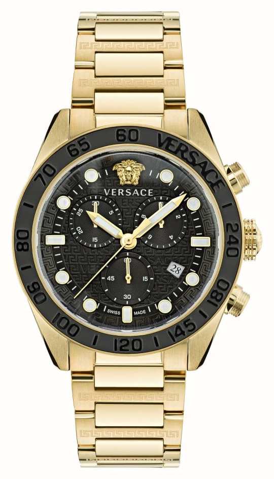 Versace GRECA DOME CHRONO First VE6K00523 / Class Black (43mm) Stainless Gold USA Dial Watches™ Steel PVD 