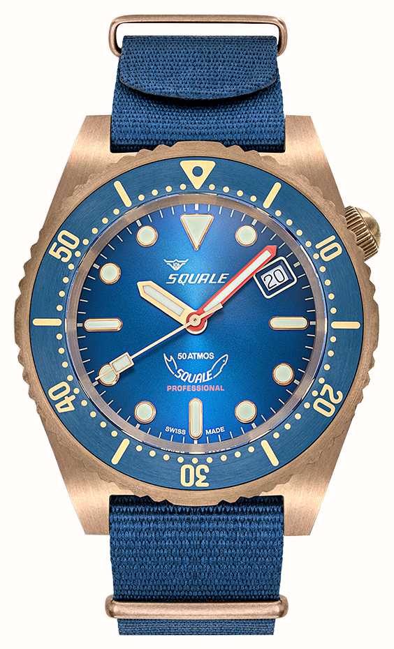 Squale 1521 Bronze (42mm) Blue Dial / Blue Nato And Blue Leather