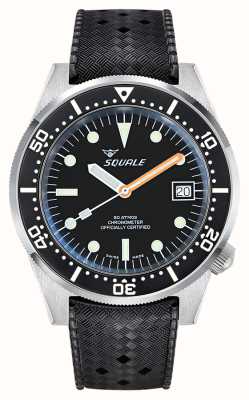 Squale 1521 Classic COSC (42mm) Black Dial / Black Silicone and Brown Leather Strap Set 1521COSCL