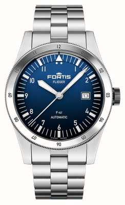 FORTIS Flieger F-41 Automatic Liberty Blue (41mm) Stainless Steel Block Bracelet F4220024
