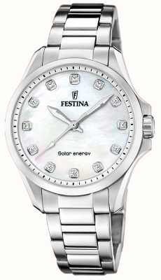 Festina Women's Solar Energy (34mm) Mother-of-Pearl Dial / Stainless Steel Bracelet F20654/1