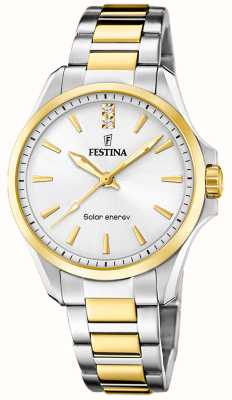 Festina Women's Solar Energy (34mm) White Dial / Two-Tone Stainless Steel Bracelet F20655/2