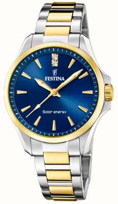 Festina Women's Solar Energy (34mm) Blue Dial / Two Tone Stainless Steel Bracelet F20655/4