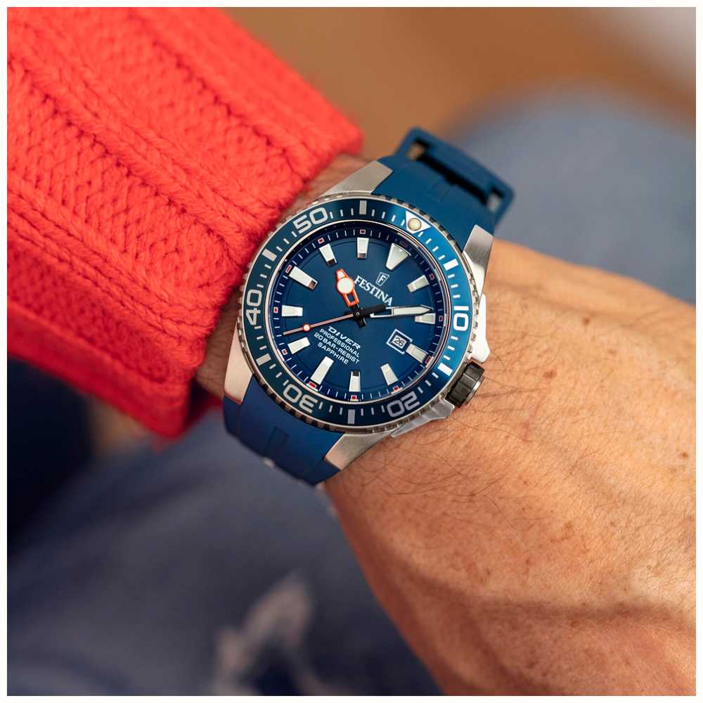 Festina Men\'s Diver (45.7mm) Blue Dial / Blue Rubber Strap F20664/1 - First  Class Watches™ USA | Quarzuhren