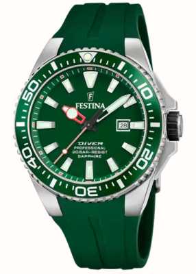 Festina Men\'s Solar Energy (41mm) Green Dial / Green Leather Strap F20660/5  - First Class Watches™ USA