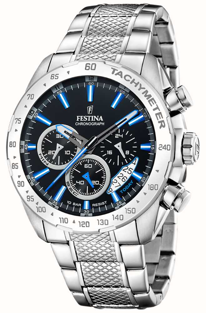 Festina Watches™ / Men\'s Black Dial - Chronograph F20668/6-EX-DISPLAY (44.5mm) Class Steel Stainless First USA