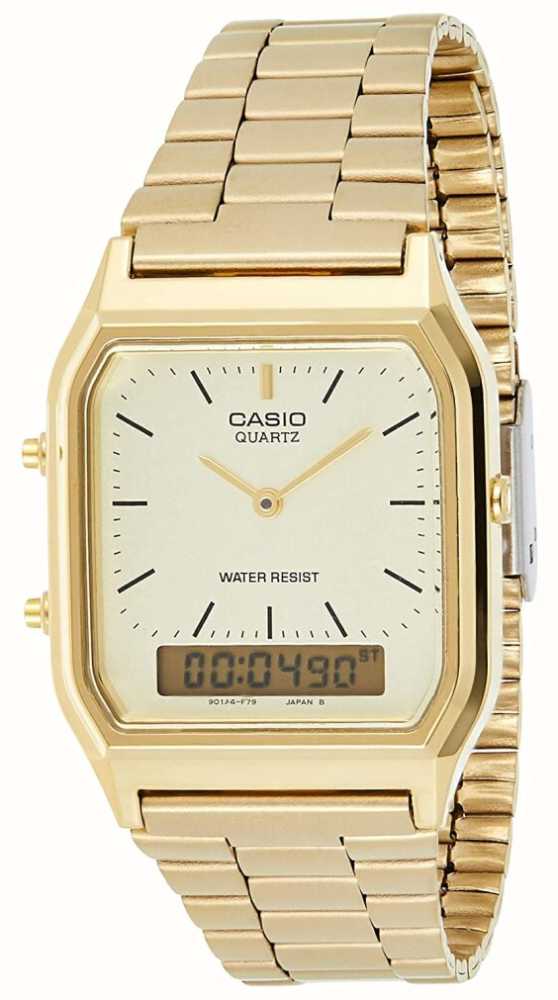 Casio Vintage Cream Hybrid Dial First Metal USA Class Gold-Tone / Bracelet Watches™ AQ-230GA-9DMQYES 