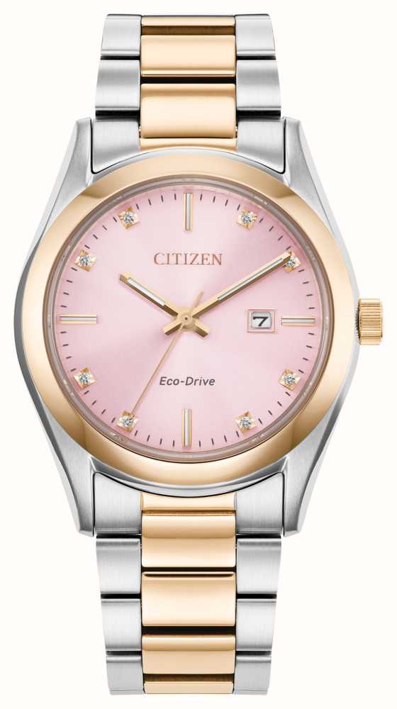 Citizen Women's Eco-Drive (33mm) Pink Diamond-Set Dial / Two-Tone Stainless  Steel Bracelet EW2706-58X