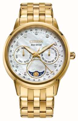 Citizen Women's Moonphase Eco-Drive (36.5mm) Mother-of-Pearl Dial / Gold Stainless Steel Bracelet FD0002-57D