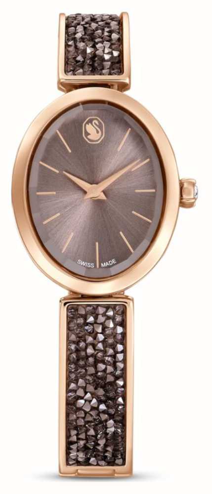 Premisa Cena Asalto Swarovski Crystal Rock Brown Dial / Brown Crystal Rose Gold Tone Bangle  Bracelet 5656857 - First Class Watches™ USA