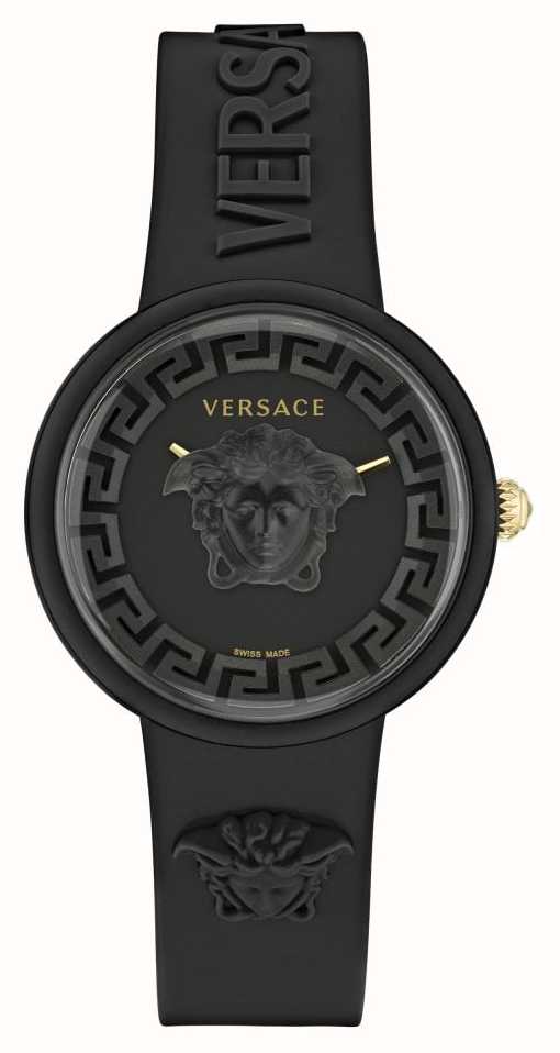Versace MEDUSA POP (39mm) Black Dial / Black Silicone Strap VE6G00223 -  First Class Watches™ USA