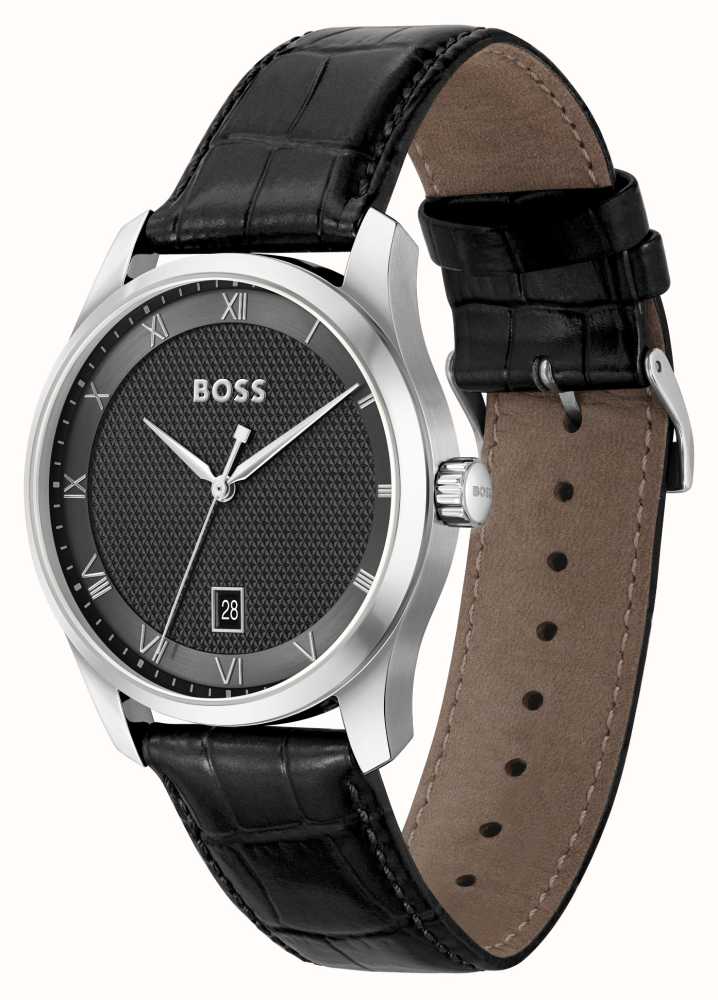 BOSS Principle (41mm) Black Dial / Black Leather Strap 1514122 - First  Class Watches™ USA