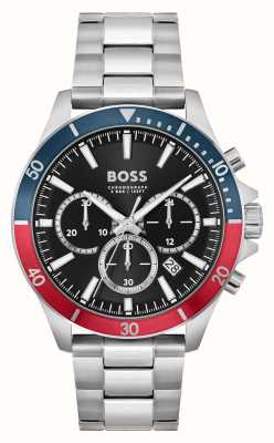BOSS Men\'s Reason | Leather | Watches™ Class 1513981 Strap First Black USA Black Dial 