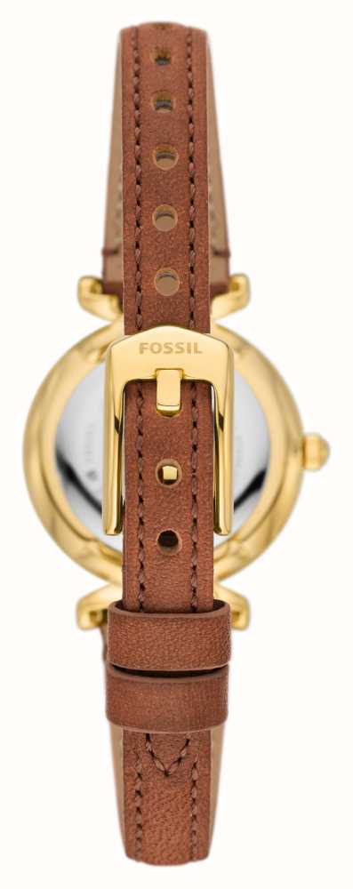 Fossil Carlie (28mm) Silver Dial / Brown Leather Strap ES5297