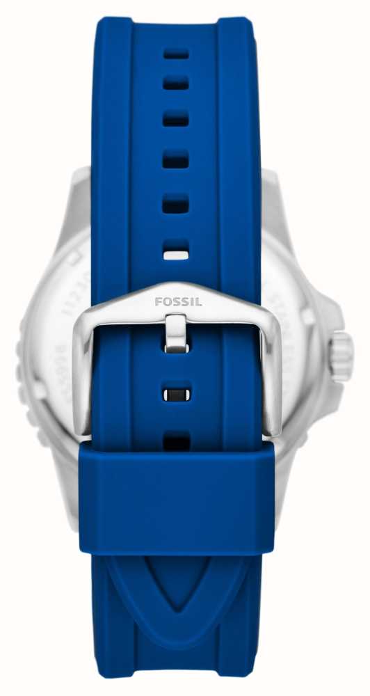 - (42mm) / Blue Class First USA Watches™ Fossil Dial Silicone FS5998 Dive Strap Blue Blue