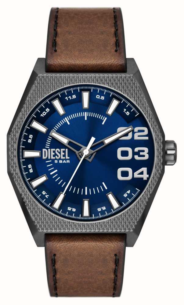 Diesel Scraper (44mm) Blue Dial / Brown Leather Strap DZ2189